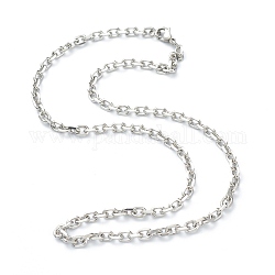 304 Edelstahl Kabelkette Halsketten, mit Karabiner verschlüsse, facettiert, Edelstahl Farbe, 19.60 Zoll (49.8 cm), 5 mm