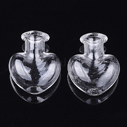 Handmade Blown Glass Globe Cover, For Bottle Pendant Making, Heart, Clear, 25.5~26x21.5x11~11.5mm, Half Hole: 6mm, Bottle Capacity: 2ml(0.06 fl. oz)