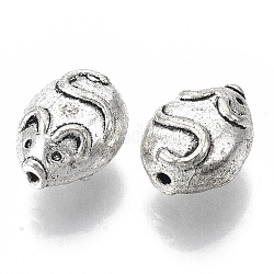 Tibetischer stil legierung perlen, cadmiumfrei und bleifrei, Maus, Antik Silber Farbe, 11.5x9x6.5 mm, Bohrung: 1 mm, ca. 535 Stk. / 1000 g