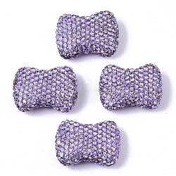 Abalorios de arcilla de polímero hechos a mano, lazo, violeta, pp14 (2.0~2.1 mm), 15.5~16.5x22.5x8.5~9.5mm, agujero: 1.6 mm