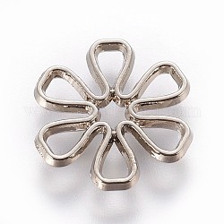 Zinc Alloy Filigree Joiners Links, Flower, Platinum, 13.5x1.5mm, Hole: 1.5mm and 3x2mm
