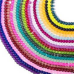 Fili di perle di vetro trasparenti 20 colori, per la fabbricazione di gioielli di perline, smerigliato, tondo, colore misto, 6mm, Foro: 1.3~1.6 mm, circa 140pcs/filo, 31.4 pollice