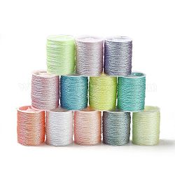 12 rouleau de 12 couleurs de cordon en polyester pour animaux de compagnie à 6 plis, fil lumineux, pour la fabrication de bijoux, couleur mixte, 0.5mm, environ 18~20 m / bibone , 1 rouleau / couleur