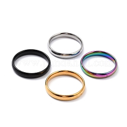 Ion Plating(IP) 304 Stainless Steel Simple Plain Band Finger Ring for Women, Mixed Color, US Size 3 1/2(14.4mm)