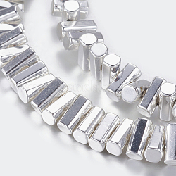 Chapelets de perles en hématite synthétique sans magnétiques, colonne, Plaqué Argent, 6.5x3mm, Trou: 1mm, Environ 49 pcs/chapelet, 15.9 pouce (40.5 cm)