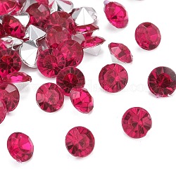 Cabuchones de diamante de imitación de acrílico de Taiwan imitación, señaló hacia atrás y facetas, diamante, rojo violeta medio, 5.5x4mm