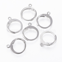 304 Stainless Steel Leverback Earring Findings, with Loop, Stainless Steel Color, 14.5x12x2mm, Hole: 1.2mm, Pin: 0.8x1mm