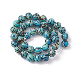 Chapelets de perles en malachite synthétique, teinte, ronde, bleu ciel, 10mm, Trou: 1mm, Environ 38 pcs/chapelet, 14.96'' (38 cm)