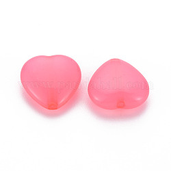 Abalorios de acrílico transparentes, teñido, corazón, color de rosa caliente, 13.5x14x6mm, agujero: 1.5 mm, aproximamente 775 unidades / 500 g