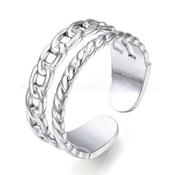 304 anello di polsino aperto a forma di catena di barbazzali in acciaio inossidabile per le donne, colore acciaio inossidabile, misura degli stati uniti 6 1/4 (16.7mm)