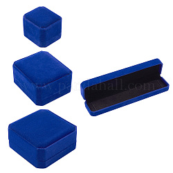 Beadthoven 4шт 4 стиля квадратных и прямоугольных бархатных ожерелий коробки, с флипом, темно-синий, 1шт / стиль