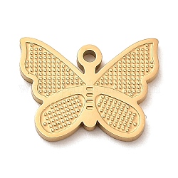 Ionenbeschichtung (IP) 304 Edelstahlanhänger, Schmetterlings-Charme, golden, 11.5x15x1 mm, Loch: 1.2 mm.