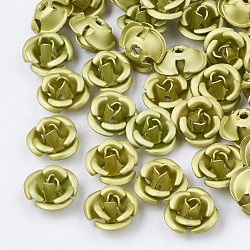 Perline di alluminio, smerigliato, placcato di lunga durata, 3 fiore -petal, verde giallo, 6x4.5mm, Foro: 0.8 mm