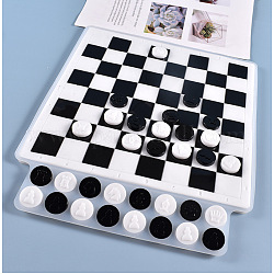 Chess Pieces & Chessboard Silicone Molds, For DIY UV Resin, Epoxy Resin Children and Adults, Chessboard Grid Crafts, White, 330x275x23x8.5mm, Inner Size: 258x258mm