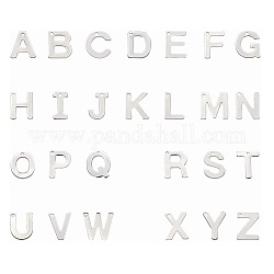 304ステンレス製のアルファベットのチャーム  a～zの文字  ステンレス鋼色  11~12x5.5~11x0.5~0.8mm  穴：1mm  26個/セット