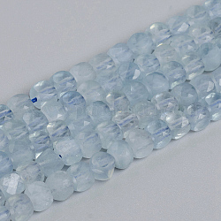 Природные Аквамарин бисер нитей, граненые, кубические, 4~5x4~5x4~5 мм, отверстие : 0.7 мм, около 72~76 шт / нитка, 15.55 дюйм (39.5 см)