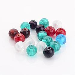 Perles en verre d'argent feuille manuelles, ronde, couleur mixte, 9.5~10.5mm, Trou: 1~2mm