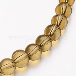 Chapelets de perles rondes en verre, tan, 6mm, Trou: 1mm, Environ 50 pcs/chapelet, 11 pouce