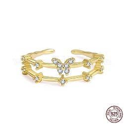 925 открытое кольцо-манжета из стерлингового серебра в виде бабочки с фианитами, золотые, 6.6 мм, размер США 7 (17.3 мм)