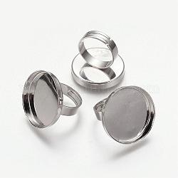 Anelli shanks in ottone, pad risultati di base anello, per fare gioielli, regolabile, platino, 17mm, vassoio: 25mm