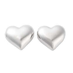 Латунные серьги-гвоздики для женщин, сердце, платина, 17x18 мм