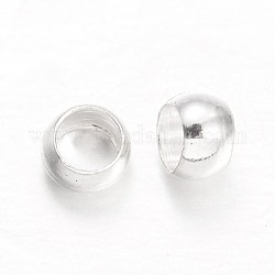 Rondelle латунь обжимной бисер, серебряные, 3x2 мм, отверстие : 1.5~2 мм, Около 5200 шт / 200 г