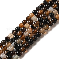Gefärbt schwarz Achat runde Perle Stränge, 4 mm, Bohrung: 1 mm, ca. 98 Stk. / Strang, 15.7 Zoll