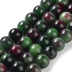 Giada naturale maledetta tinti di perline fili, tondo, verde scuro, 10mm, Foro: 1.2 mm, circa 19pcs/filo, 7.09 pollice (18 cm)