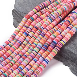 Flat Round Eco-Friendly Handmade Polymer Clay Beads, Disc Heishi Beads for Hawaiian Earring Bracelet Necklace Jewelry Making, Mixed Color, 8x0.5~1mm, Hole: 2mm, about 380~400pcs/strand, 17.7 inch