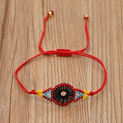 Браслет miyuki с плетением из бисера, Женский браслет для защиты от сглаза, красные, 11 дюйм (28 см)