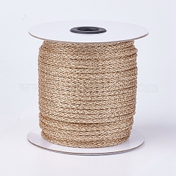 Cordón metálico, cordón trenzado de resina y poliéster, oro, 4mm, aproximamente 50yards / rodillo (45.72 m / rollo)