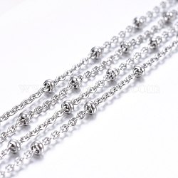 3.28 Feet 304 Stainless Steel Cable Chains, Satellite Chains, Decorative Chains, Rondelle Beads, Soldered, Stainless Steel Color, 2.5x2x0.5mm