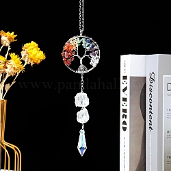 Hanging Crystal Prism for Ceiling Chandelier, Gemstone Tree of Life Pendant Decoration, Suncatcher Rainbow Maker, Bullet, 235mm