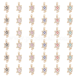 CHGCRAFT 36Pcs 6 Colors Tortoise Rhinestone Link Alloy Enamel Connector Charms, Mixed Color