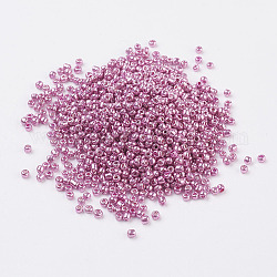 Abalorios de la semilla de cristal, colores teñidos, redondo, orquídea, tamaño: aproximamente 2 mm de diámetro, agujero: 1 mm