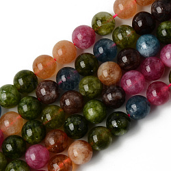 Chapelets de perles de quartz naturel, teints et chauffée, imitation de tourmaline, ronde, couleur mixte, 8~8.5mm, Trou: 1.2mm, Environ 47 pcs/chapelet, 14.96 pouce (38 cm)