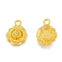 Alloy Pendants, Matte Style, Flower Charms, Matte Gold Color, 17x13.5x5mm, Hole: 2.5mm
