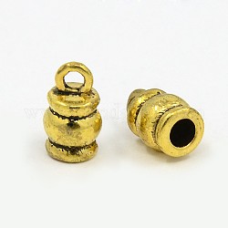 Terminateurs de style tibétain, baril, sans plomb et sans cadmium, Or antique, 11x6.5mm, Trou: 2mm, diamètre intérieur: 3 mm