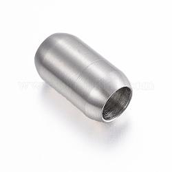 304 fermoirs magnétiques en acier inoxydable avec emembouts à coller, baril, couleur inoxydable, 21x12mm, Trou: 8mm