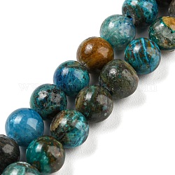 Chapelets de perles en chrysocolle naturelle, ronde, 10mm, Trou: 0.9mm, Environ 38~40 pcs/chapelet, 15.47''~15.87'' (39.3~40.3 cm)