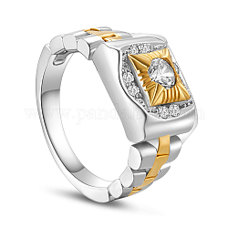 Anello da dito in argento sterling shegrace 925, con catena per orologio e vero quadrante placcato in oro 18k con zirconi cubici aaa micro pavè, di platino e d'oro, 22mm
