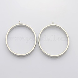 Matte Alloy Oval Pendants, Platinum, 50x39x5mm, Hole: 3mm: 3mm, 35x41mm inner diameter