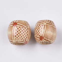Perline con foro grande in legno naturale stampato, barile,  piombo libero, navajo bianco, 16x14.5~16.5mm, Foro: 7.5 mm