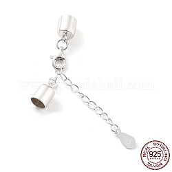 925 Sterling Silver Curb Chain Extender, End Chains with Lobster Claw Clasps and Cord Ends, Teardrop Chain Tabs, with S925 Stamp, Silver, 28mm
