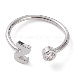 Латунные кольца из манжеты с прозрачным цирконием, открытые кольца, долговечный, платина, Письмо Z, размер США 6, внутренний диаметр: 17 мм
