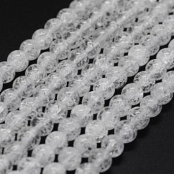 Chapelets de perles en quartz naturel craquelé, ronde, 8mm, Trou: 0.8mm, Environ 49 pcs/chapelet, 15.7 pouces
