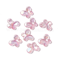 Perles en acrylique transparente, couleur ab , papillon, rose, 13x17x3.7mm, Trou: 1.4mm