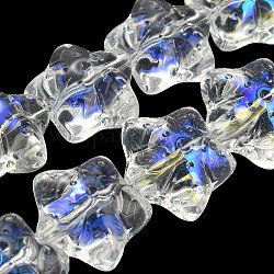 Brins de perles de verre transparentes plaquées de couleur ab, étoiles de mer, clair ab, 16.5x17.5x11.5mm, Trou: 1.4mm, Environ 40 pcs/chapelet, 25.20 pouce (64 cm)