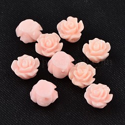 Perles en résine, fleur, perle rose, 6x4mm, Trou: 1mm