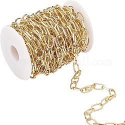 AHANDMAKER Aluminum Link Cable Chain, 32 Feet Light Gold Aluminum Curb Chain Link with Plastic Empty Spools for Jewelry Making